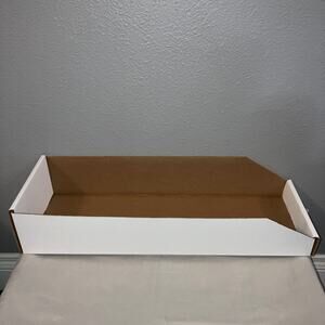 Uline S-2720 100 Pack White Corrugated Parts Bin 8 x 24 x 4.5" Great Storage Bin